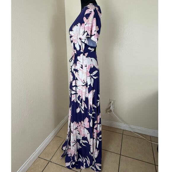 Lulus Azalea Regalia Navy Blue Floral Maxi Dress - Size S - Picture 4 of 12